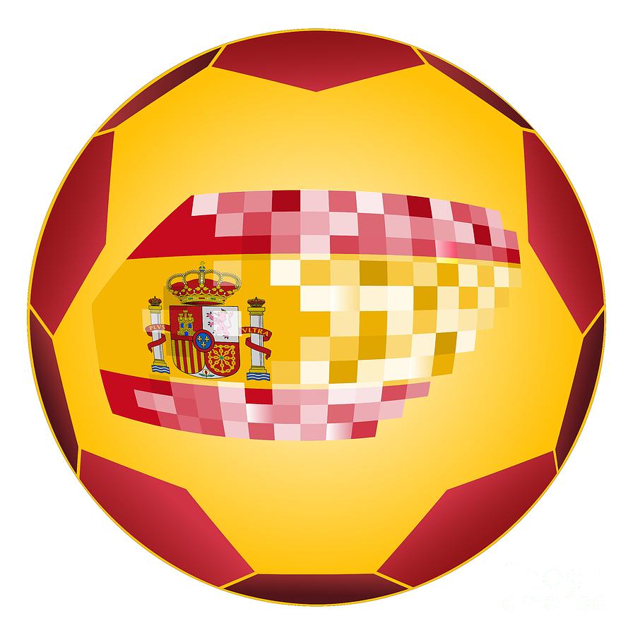 Football ball with Spanish flag #2 Digital Art by Michal Boubin