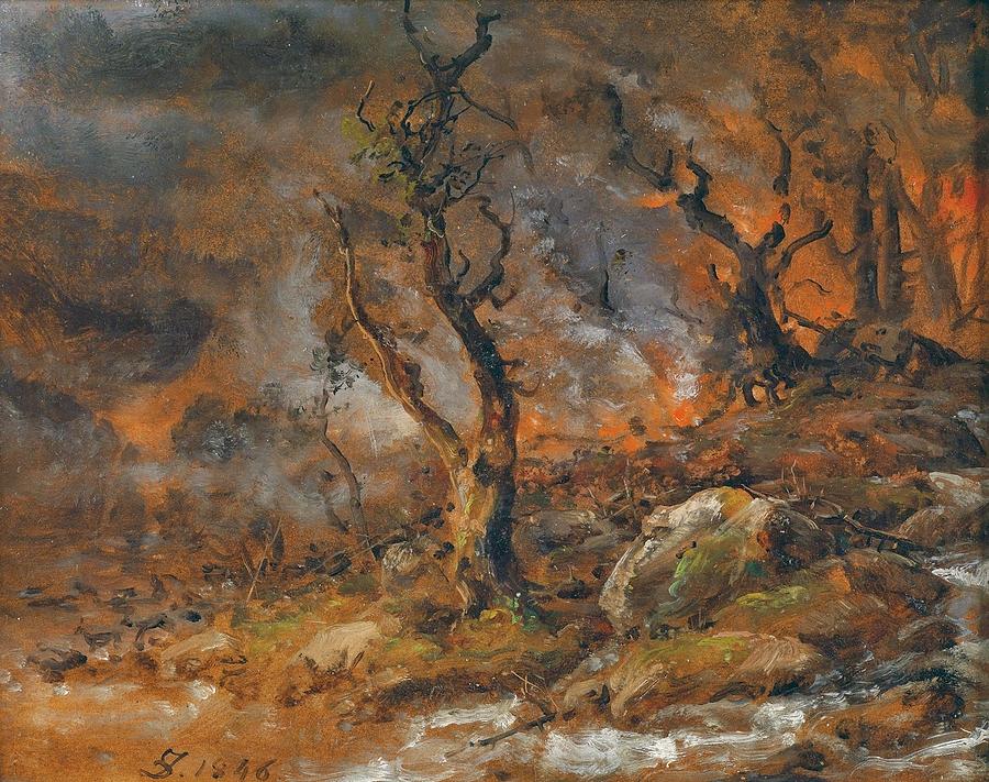 Forest Fire Painting by Johan Christian