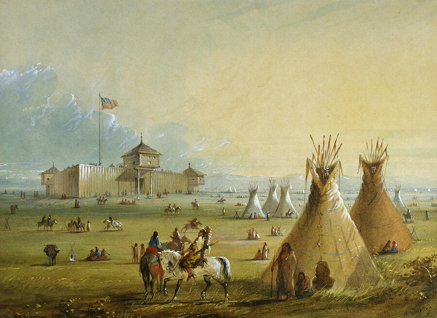 Fort Laramie, from 1858-1860 Painting by Alfred Jacob Miller