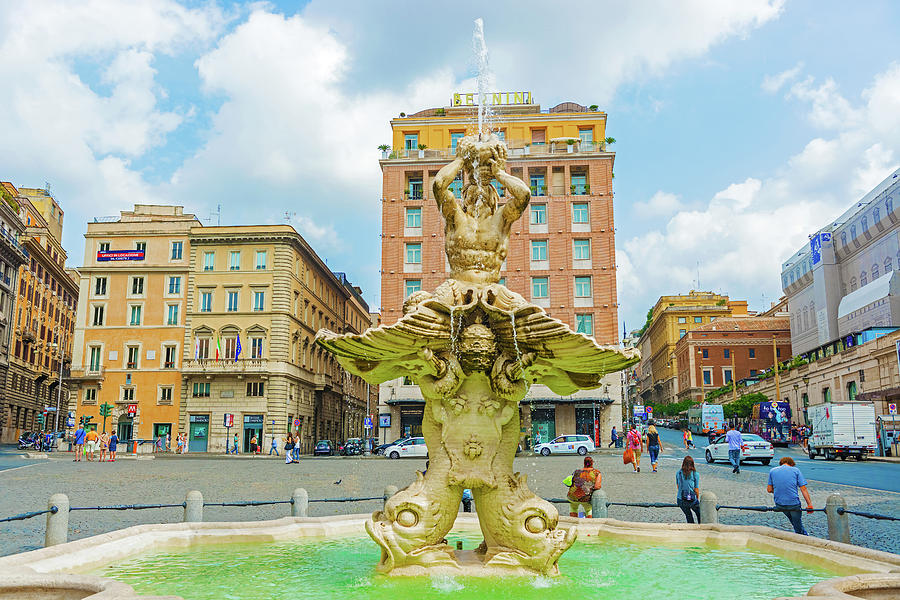 Fountain in Piazza Barberini in Rome, Italy. #2 Photograph by Marek Poplawski