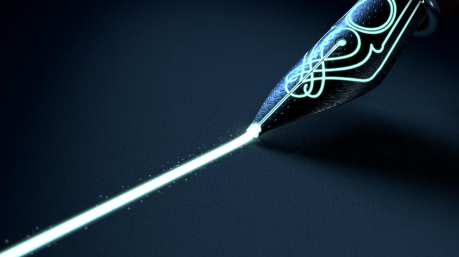 Pen Digital Art - Fountain Pen Drawing Luminous Line 2 by Allan Swart Pen Digital Art - Fountain Pen Drawing Luminous Line 2 by Allan Swart