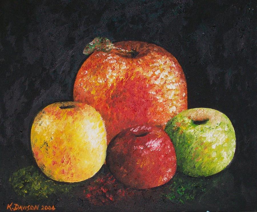 Four Apples Painting by Kimberly Davison - Fine Art America