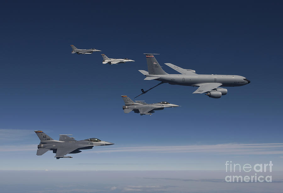 Four F-16s And A Kc-135 Fly #2 Photograph by HIGH-G Productions