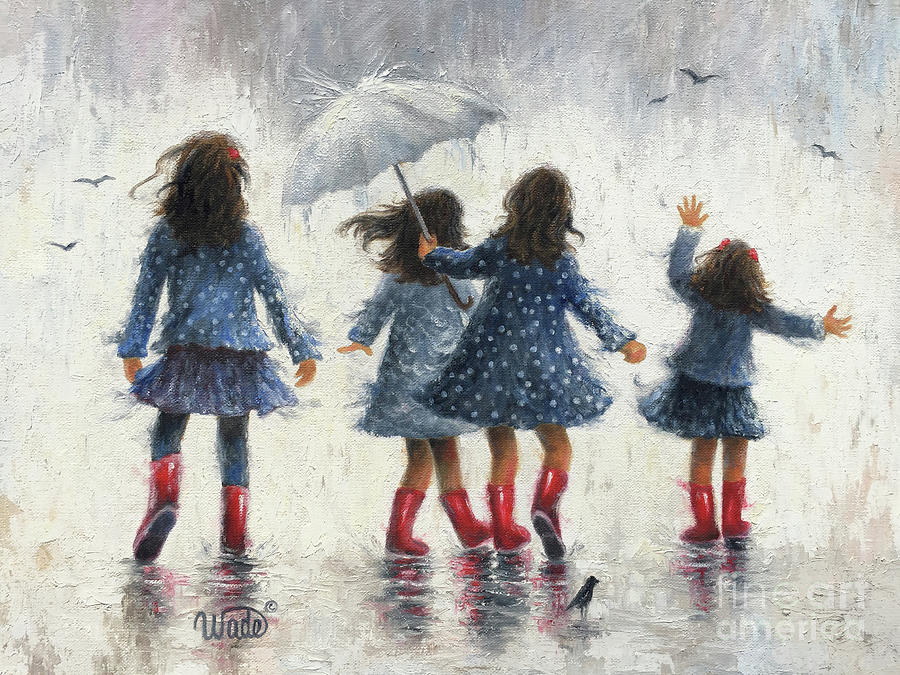Four Rain Girls #2 Painting by Vickie Wade