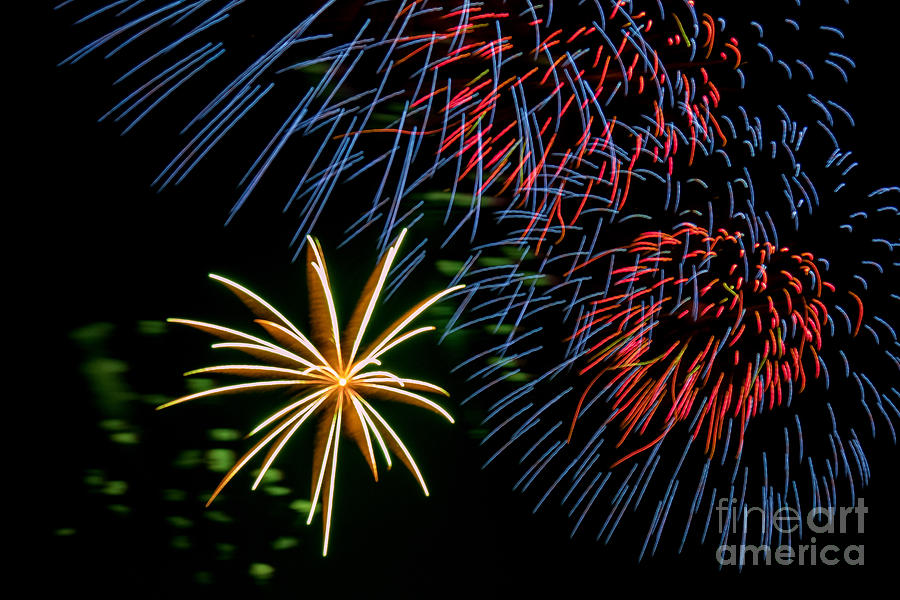 Marquette Michigan Photograph - Fourth of July Fireworks  #2 by Upper Peninsula Photography