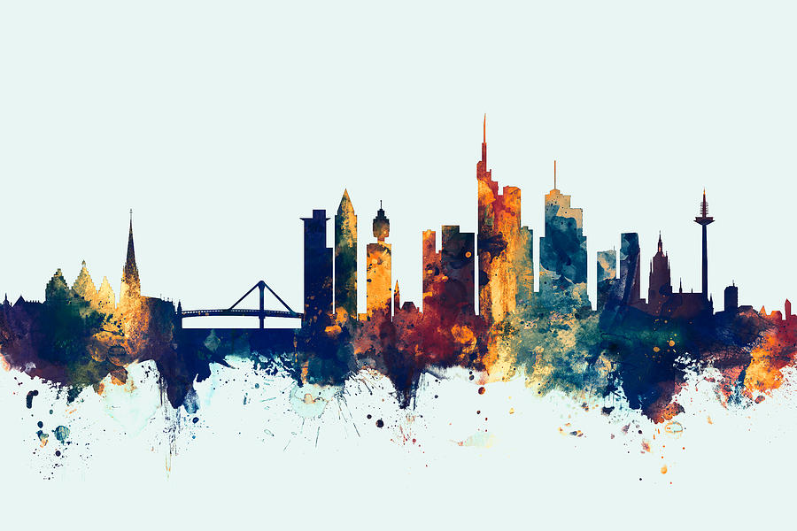 Frankfurt Germany Skyline #2 Digital Art by Michael Tompsett