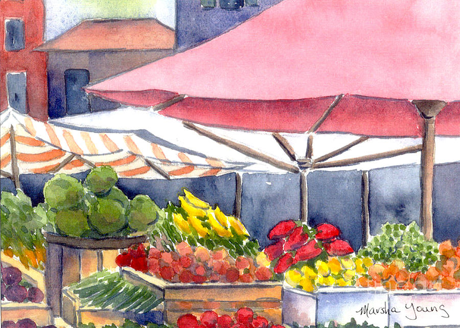 Fruit Market Painting by Marsha Young