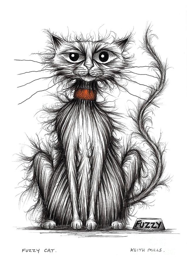 Fuzzy cat #2 Drawing by Keith Mills
