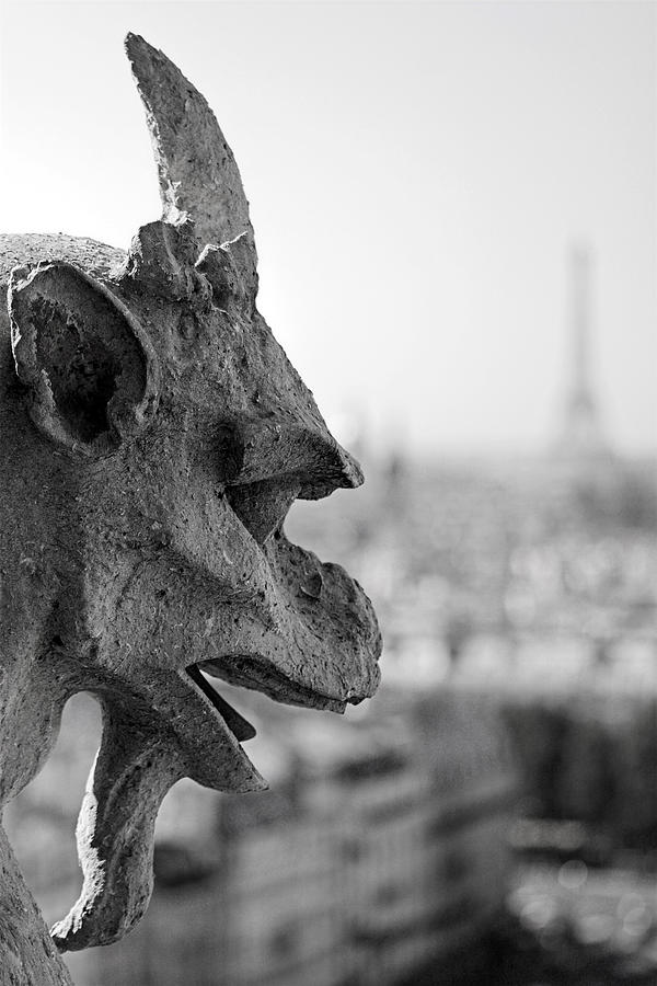 Paris Photograph - Gargoyle guarding the Notre Dame Basilica in Paris by Pierre Leclerc Photography