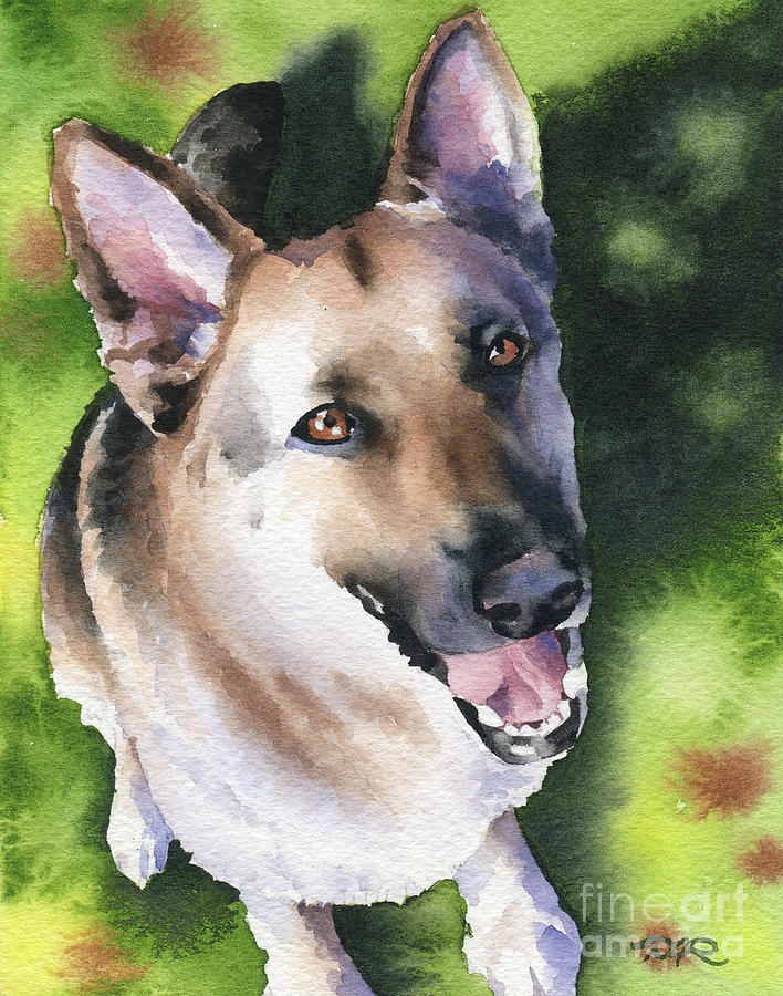 Portrait Painting - German Shepherd  #1 by David Rogers