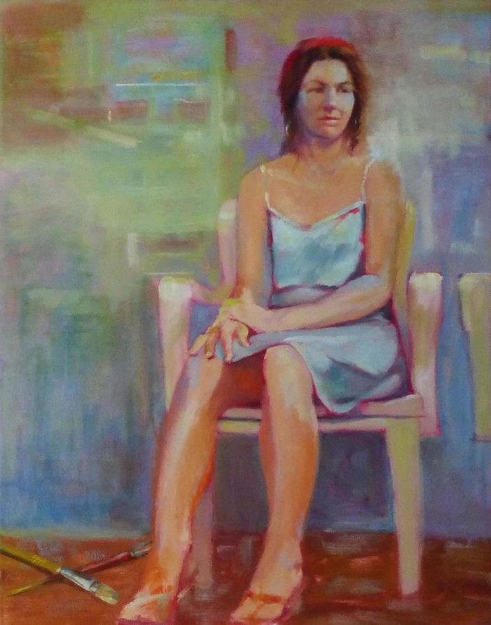 Girl Painting - Girl in White Chair by Irena Jablonski