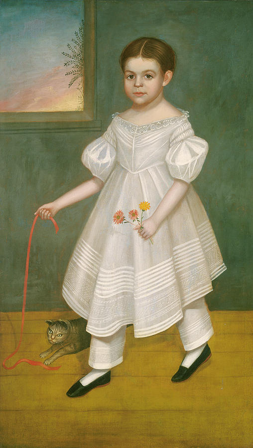 Girl with Kitten #2 Painting by Joseph Goodhue Chandler