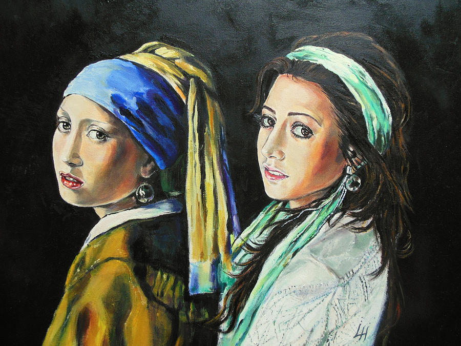 Girls with pearls #2 Painting by Lucia Hoogervorst