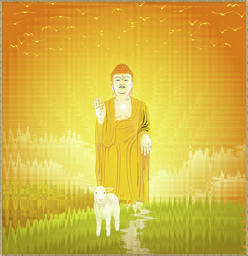 Golden Buddha #2 Digital Art by Harald Dastis