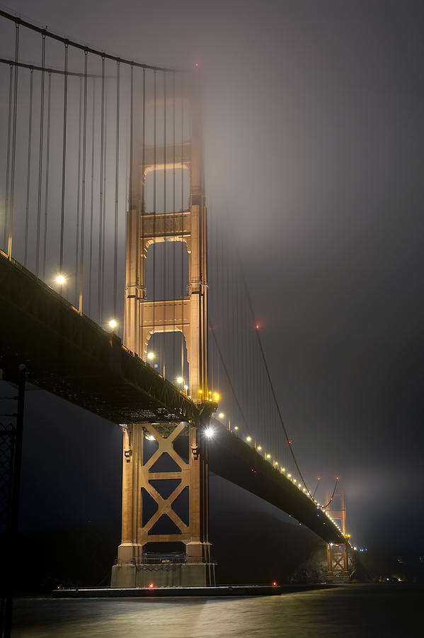 Architecture Photograph - Golden Gate Bridge at Night #2 by Mike Irwin