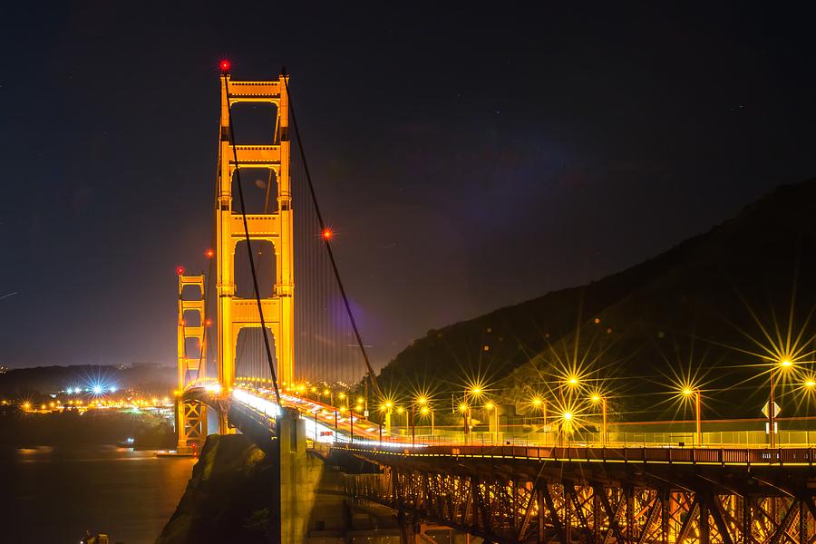 Golden Gte Bridge In San Francisco At Night #2 Photograph by Alex Grichenko
