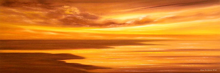 Golden Panoramic Sunset #2 Painting by Gina De Gorna