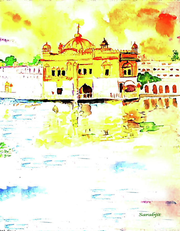Golden Temple #3 Painting by Sarabjit Singh
