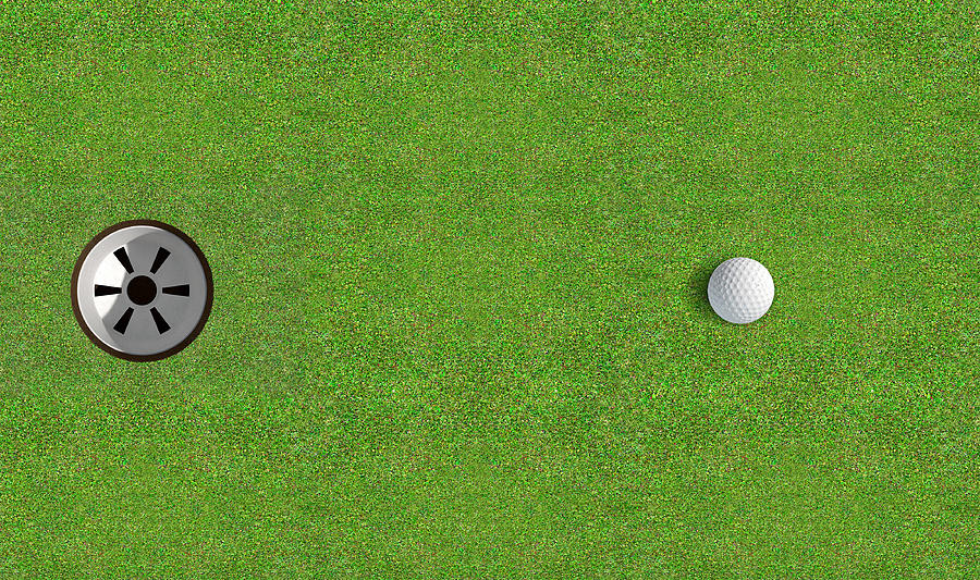 Golf Hole With Ball Approaching Digital Art