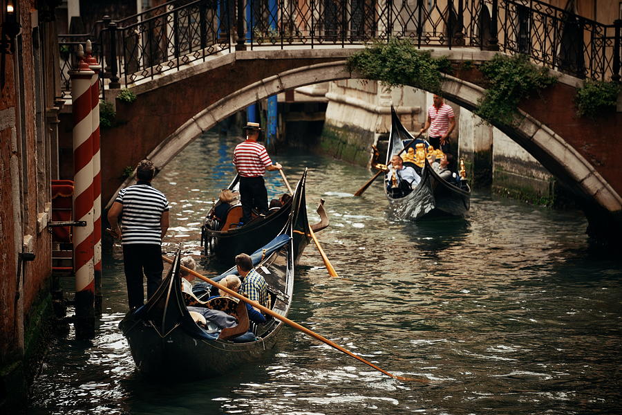 Gondola in canal in Venice #2 Photograph by Songquan Deng