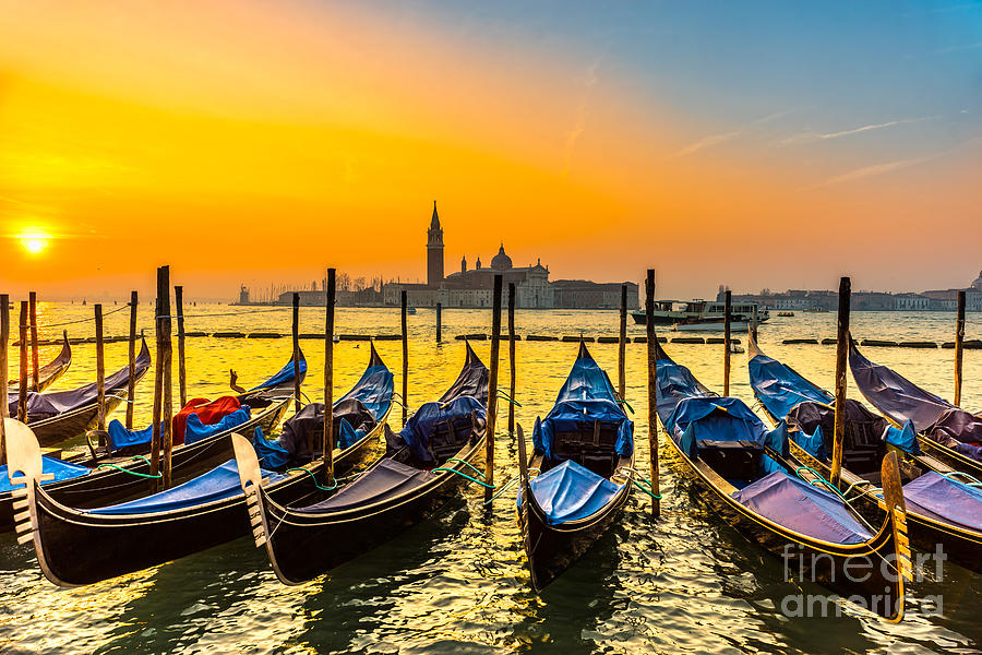 Gondolas in Venice - Italy  #2 Photograph by Luciano Mortula