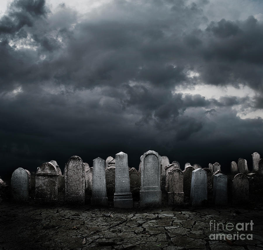 Graveyard at night Digital Art by Jelena Jovanovic