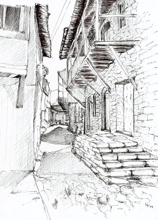 Greek village #2 Drawing by Karina Plachetka
