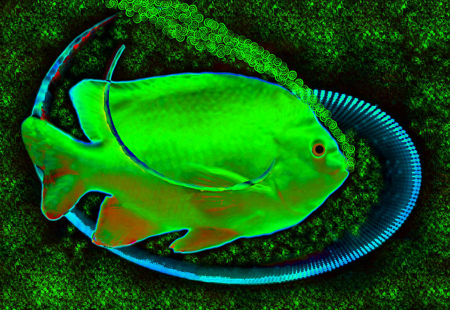Green Fish #3 Painting by David Lee Thompson