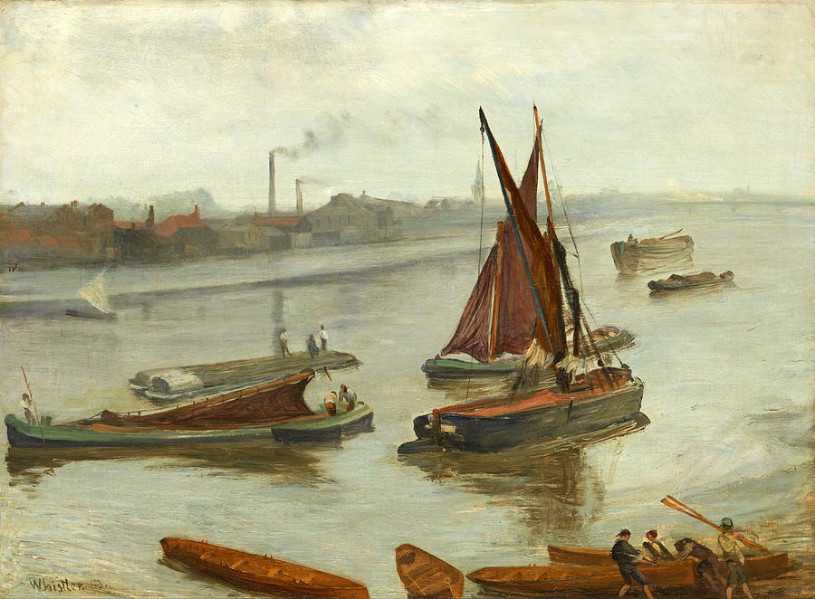 Grey and Silver. Old Battersea Reach #3 Painting by James Abbott McNeill Whistler