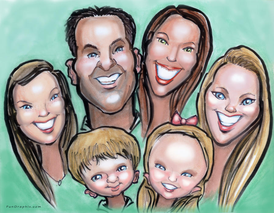 Group Caricature #2 Digital Art by Kevin Middleton