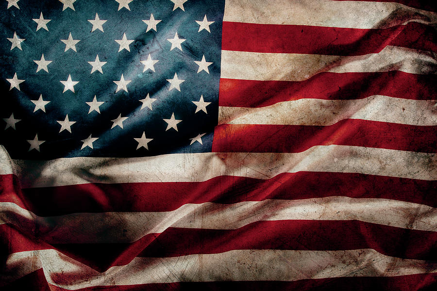 Grunge American flag 10 Photograph by Les Cunliffe