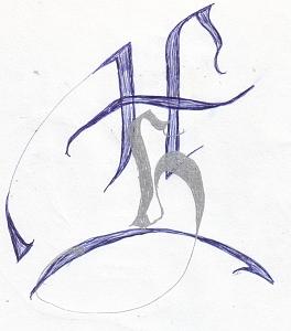 Calligraphy Drawing - 2 H by Johnna Crider Calligraphy Drawing - 2 H by Johnna Crider