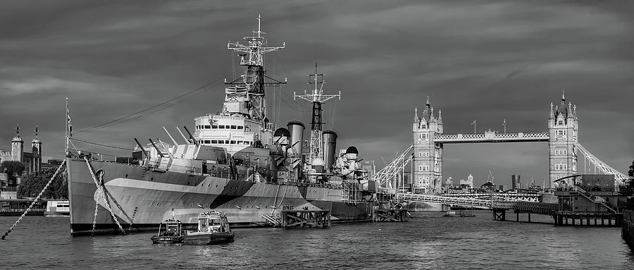 London Photograph - H M S Belfast On The Thames #2 by Mountain Dreams