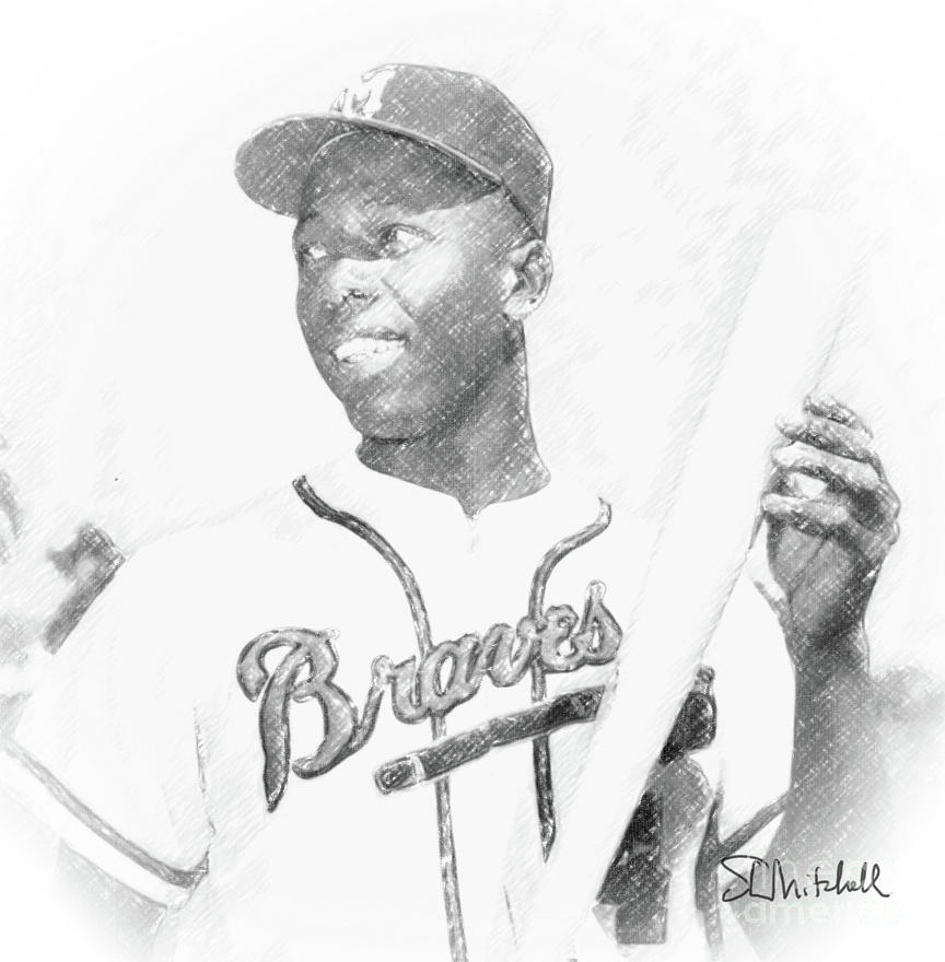 Hank Aaron Drawing by Stephen Mitchell