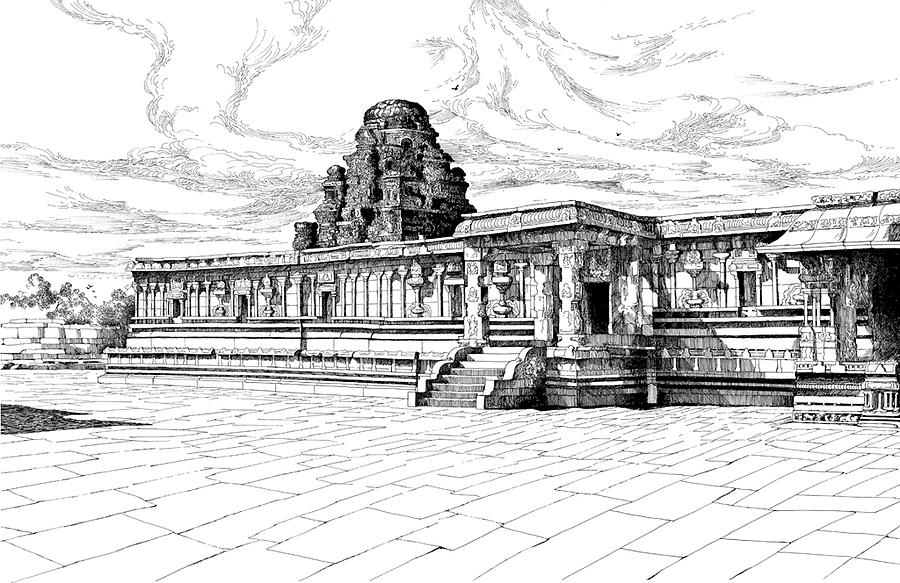 Hampi India Art Drawing by Achala Gangaadhar - Pixels