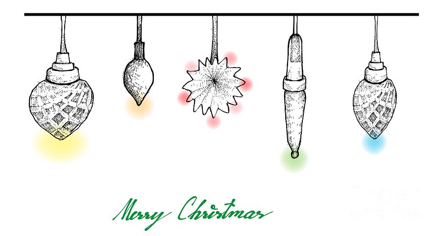 Christmas Drawing - Hand Drawn of Lovely Christmas Lights Hanging on The Air #2 by Iam Nee