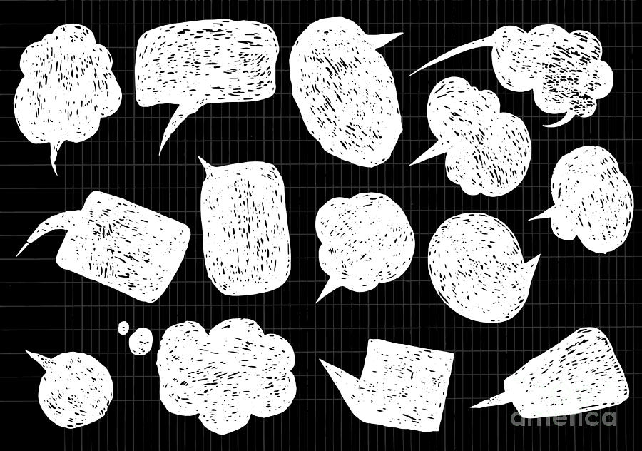 Hand-drawn speech bubbles illustration Digital Art by Pakpong