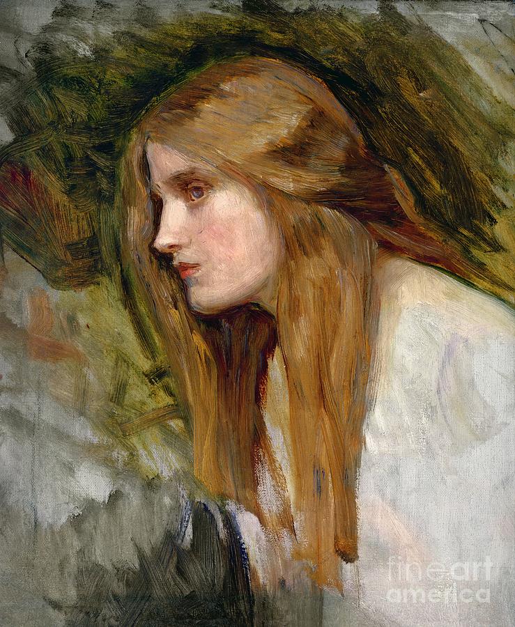 Head of a Girl Painting by John William Waterhouse