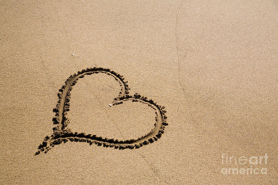 Summer Photograph - Heart on sand #2 by Kati Finell