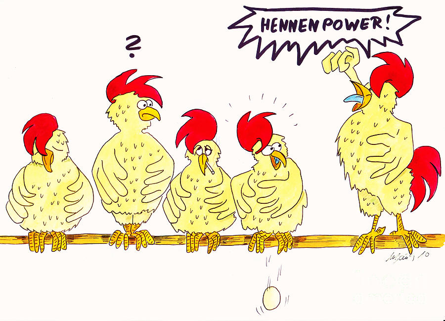 Chicken Painting - Hennenpower #2 by Michaela Bautz