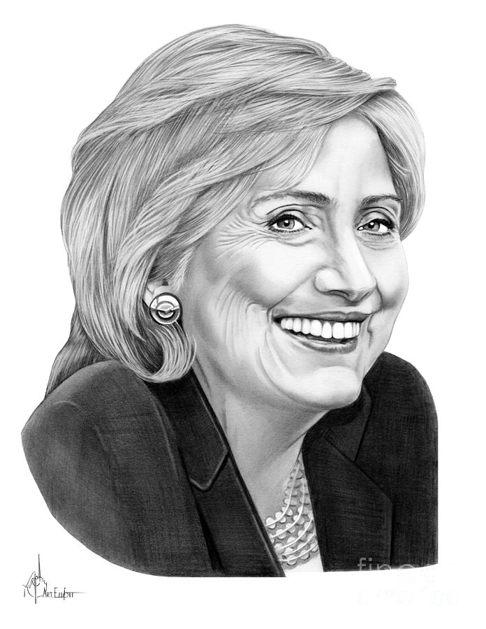 Portrait Drawing - Hillary Clinton #2 by Murphy Elliott