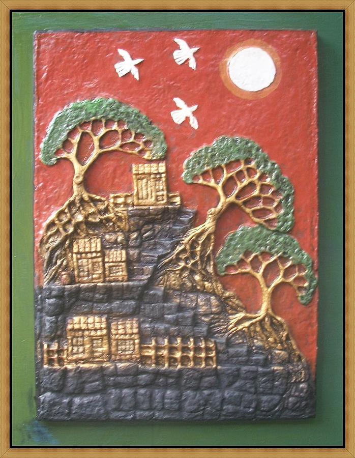 Tree Mixed Media - Hilltop Houses #2 by Otil Rotcod