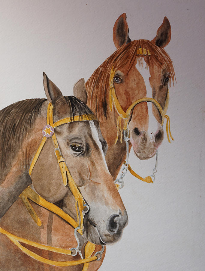 Horse Painting - 2 Horses by Gary Thomas