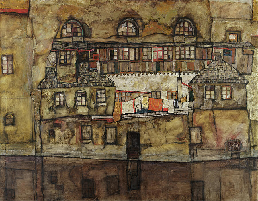 House Wall on the River, from 1915 Painting by Egon Schiele