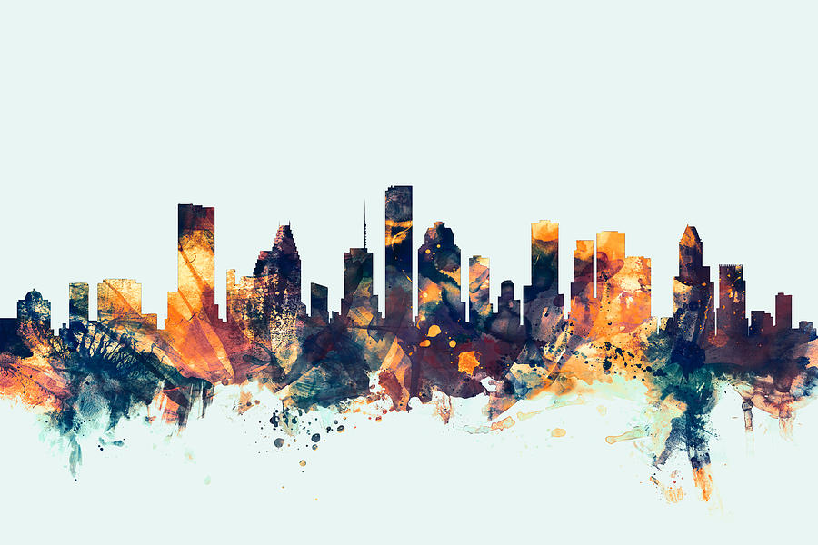 Houston Texas Skyline #2 Digital Art by Michael Tompsett