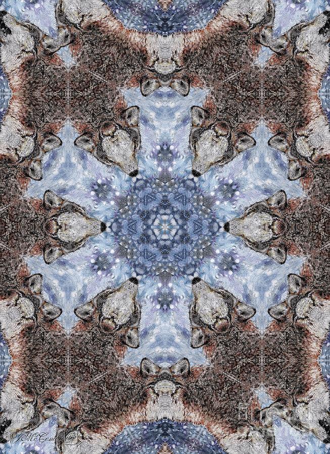 Howling Gray Wolf Kaleidoscope #5 Mixed Media by J McCombie