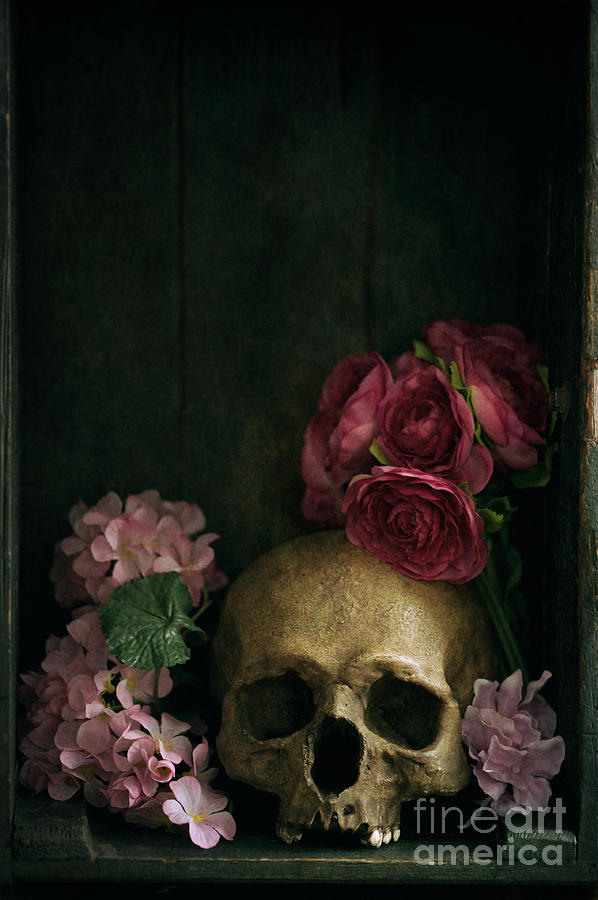 Human Skull With Flowers #2 Photograph by Lee Avison