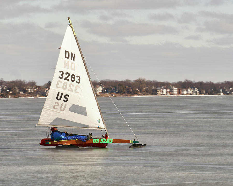 Ice Sailing - Madison, Wisconsin Photograph by Steven Ralser