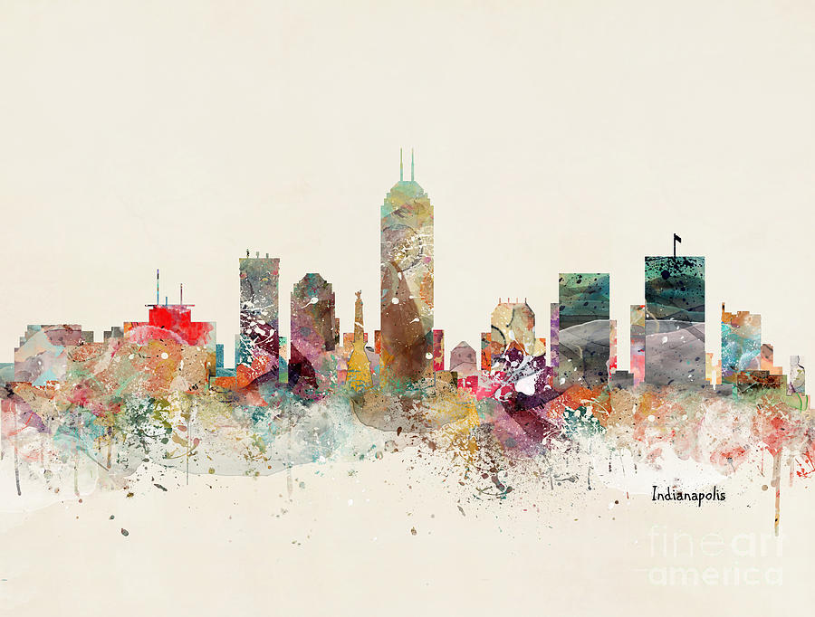 Skyline Painting - Indianapolis Indiana Skyline #2 by Bri Buckley