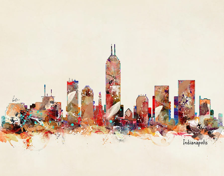 Indianapolis Indiana Skyline #2 Painting by Bri Buckley